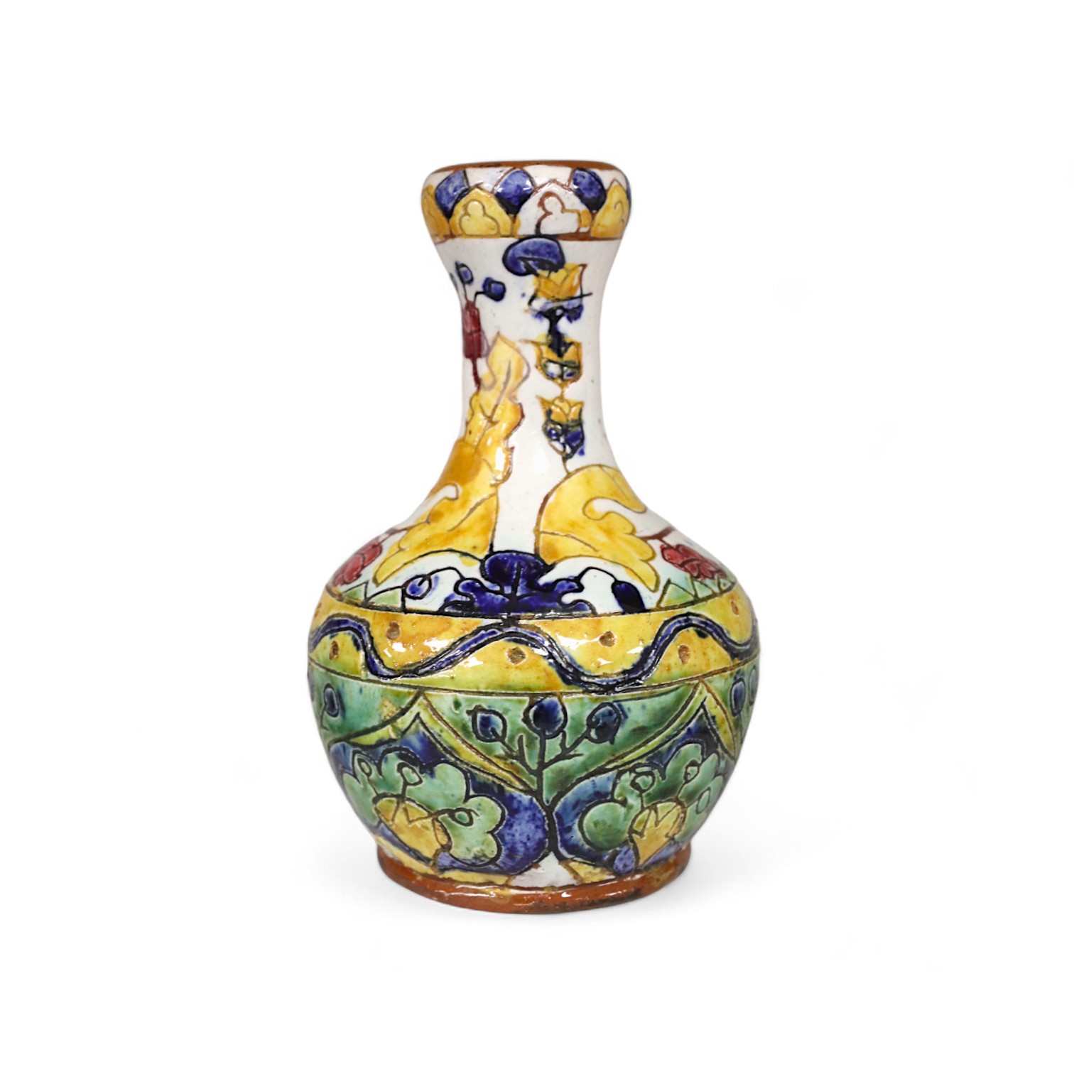 A Carlo Manzoni stylised floral vase, late 19th century, signed to the base, 14.5cm high. Condition - good